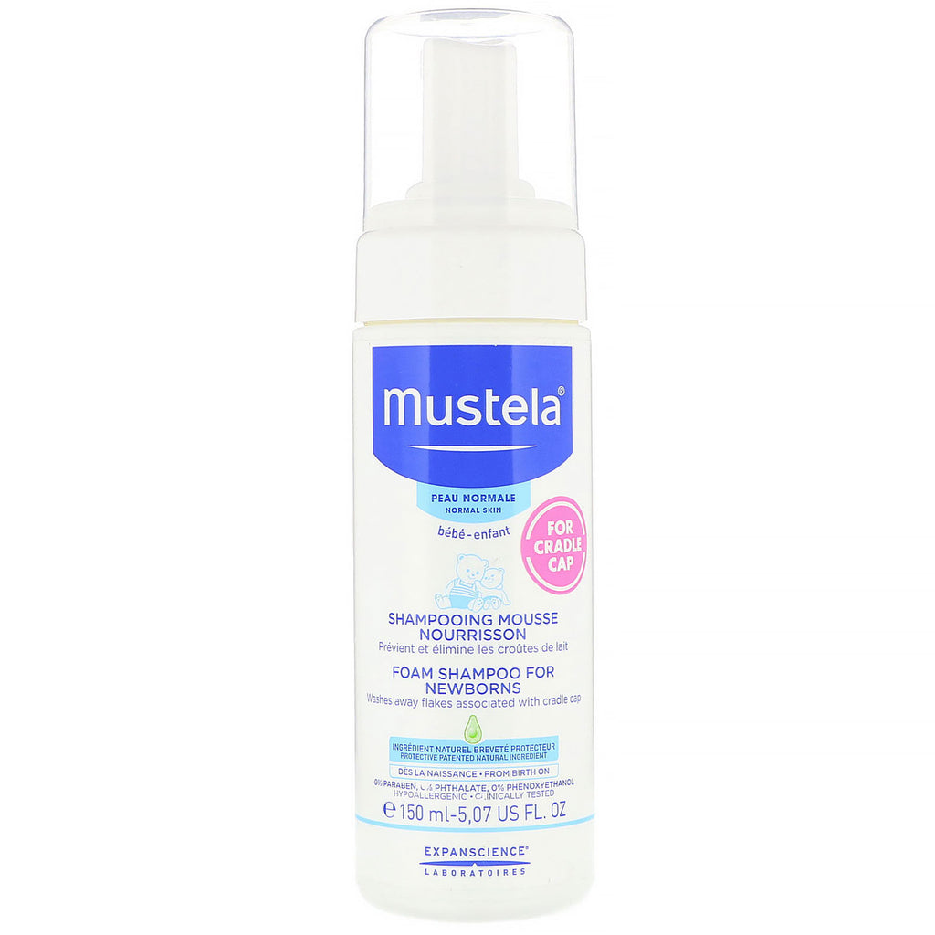 Mustela Baby Foam Shampoo für Neugeborene für normale Haut 5,07 fl oz (150 ml)