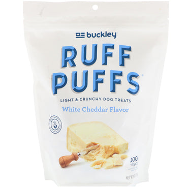 Buckley, Ruff Puffs, hvid Cheddar smag, 100 godbidder, 4 oz (113 g)