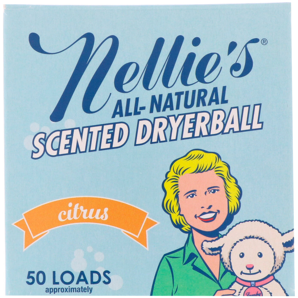 Nellie's Boule de séchage entièrement naturelle et parfumée, agrumes, 1 boule de séchage