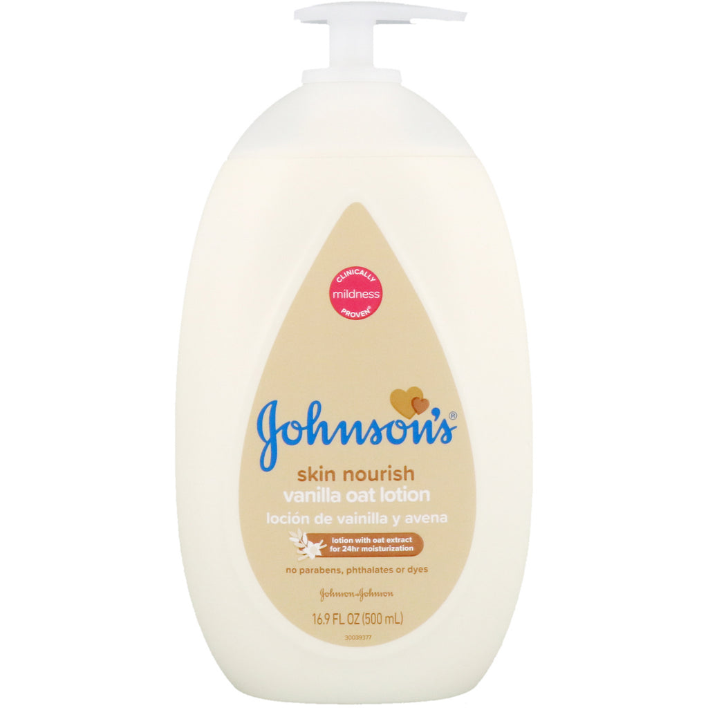 Johnson's Skin Nourish lozione di avena e vaniglia 16,9 fl oz (500 ml)
