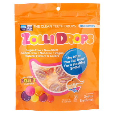 Zollipops Zolli Drops The Clean Teeth Drops Saveurs de fruits 15+ Zolli Drops 1,6 oz