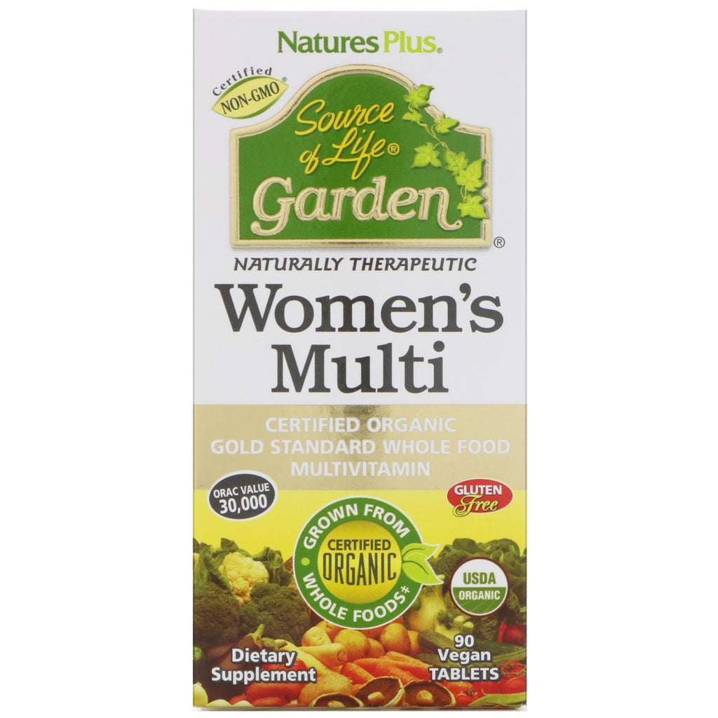 Nature's Plus, Source of Life Garden, Multivitamínico Feminino, 90 Comprimidos Veganos