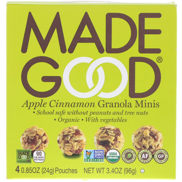 MadeGood, Granola Minis, manzana y canela, 4 bolsas, 0,85 oz (24 g) cada una