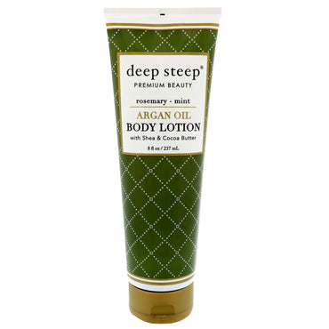 Deep Steep, Lotion pour le corps à l'huile d'argan, romarin-menthe, 8 fl oz (237 ml)