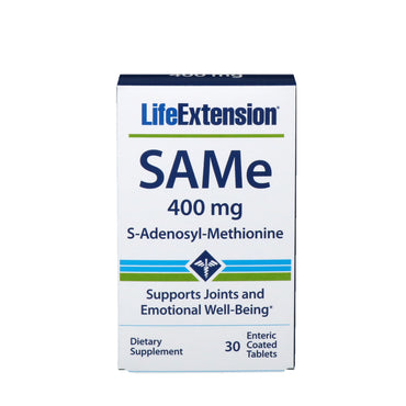 Life Extension, SAMe, S-adenosil-metionina, 400 mg, 30 tabletas con recubrimiento entérico