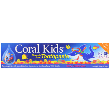 CORAL LLC, Pasta de dente Coral Kids, chiclete de frutas vermelhas, 170 g (6 oz)