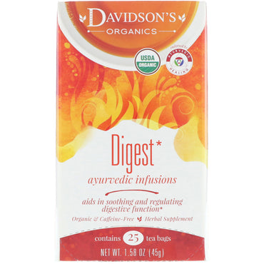 Davidson's Tea, , Ayurvedic Infusions, Digest, 25 Tea Bags, 1.58 oz (45 g)