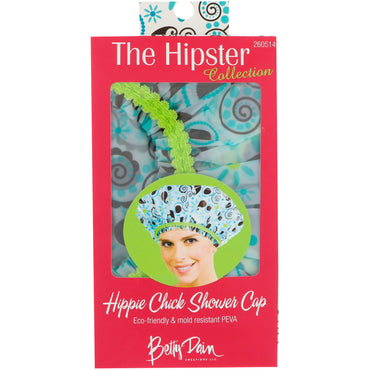 Betty Dain Creations, llc, la collection hipster, bonnet de douche hippie poussin, 1 bonnet de douche