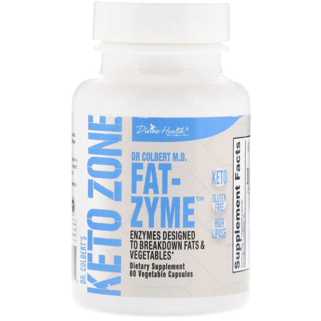 Divine Health, Keto Zone ของ Dr. Colbert, Fat-Zyme, แคปซูลผัก 60 แคปซูล
