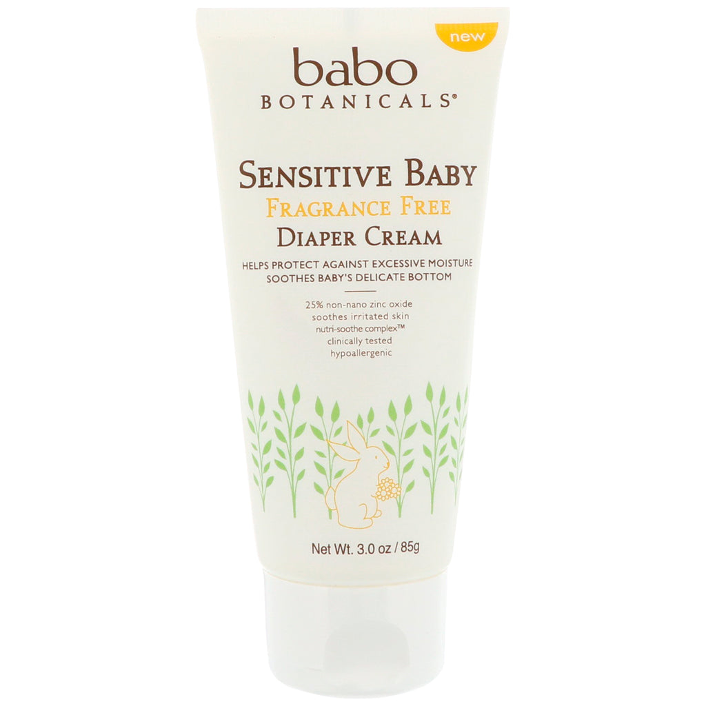 Babo Botanicals, Sensitive Baby, Crema per pannolini, Senza profumo, 3,0 once (85 g)