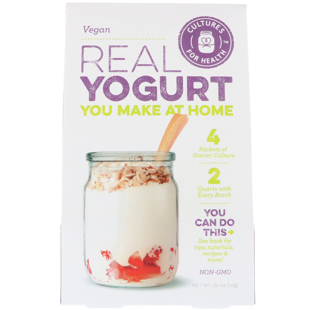 Cultures for Health, Real Yogurt, Vegan, 4 Packets, .06 oz (1.6 g)