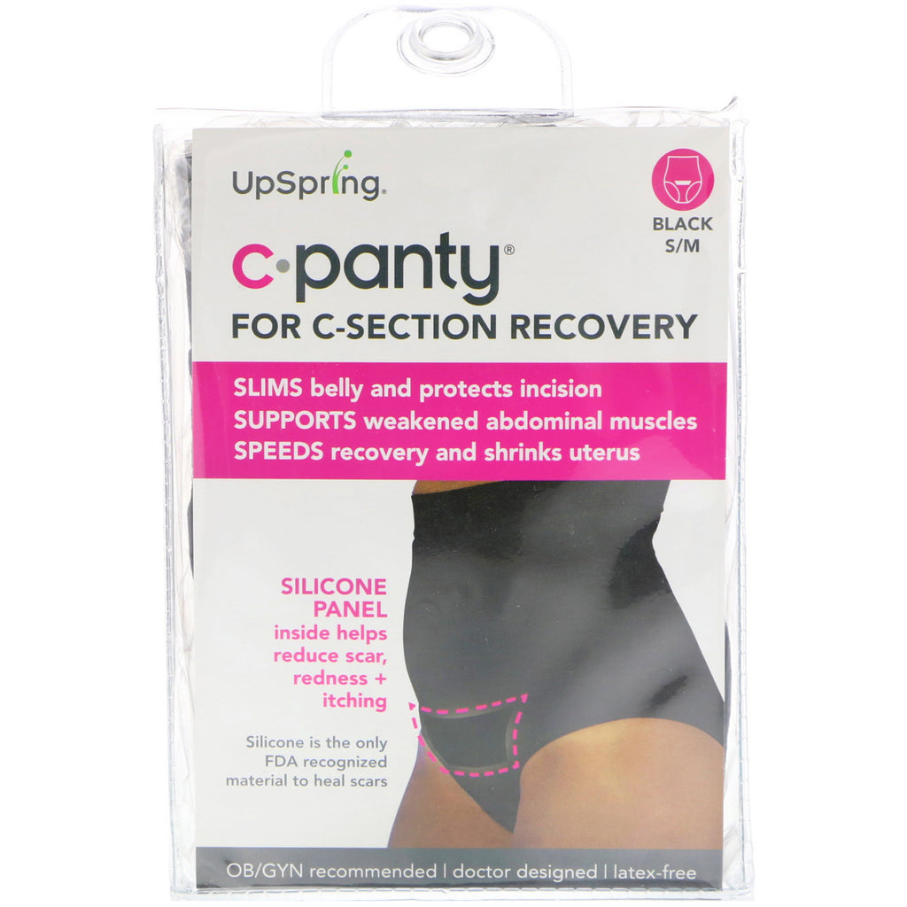 Upspring c-panty para recuperação de cesariana tamanho s/m preto
