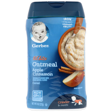 Gerber Lil' Bits Oatmeal Cereal Crawler 8+ Months Apple Cinnamon 8 oz (227 g)