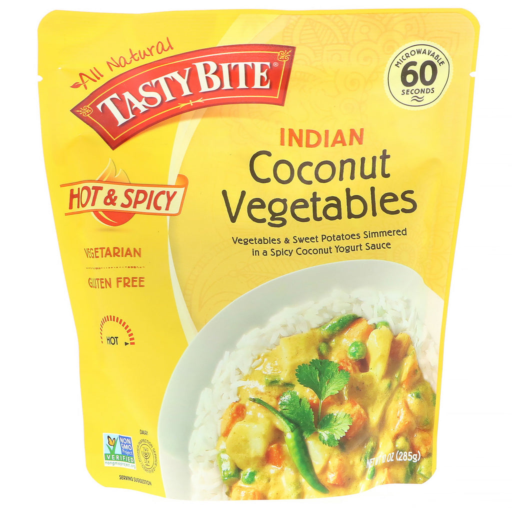 Velsmagende bid, indisk, kokosgrøntsager, varmt og krydret, 10 oz (285 g)