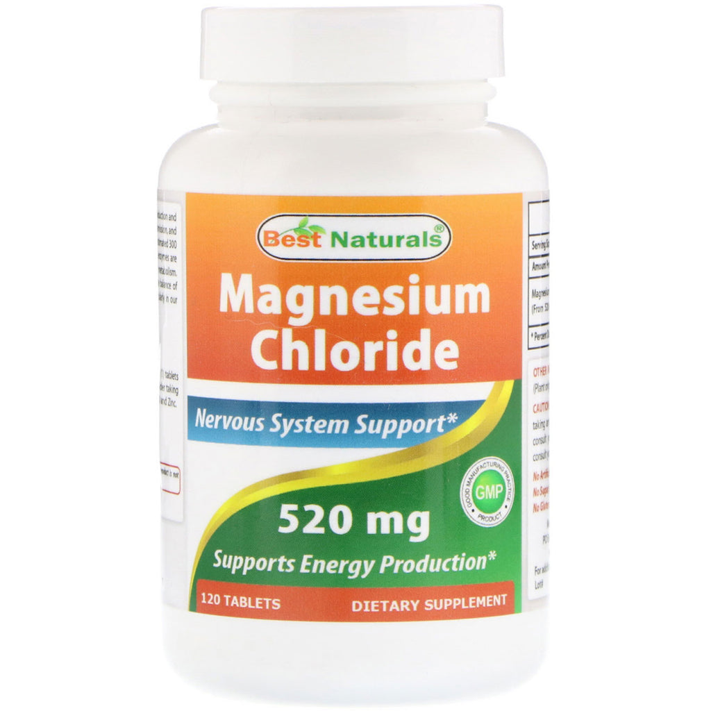 Best Naturals, Chlorek Magnezu, 520 mg, 120 Tabletek