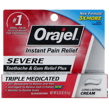 Orajel Severe Toothache and Gum Relief Plus Long-Lasting Cream 0.33 oz (9.4 g)