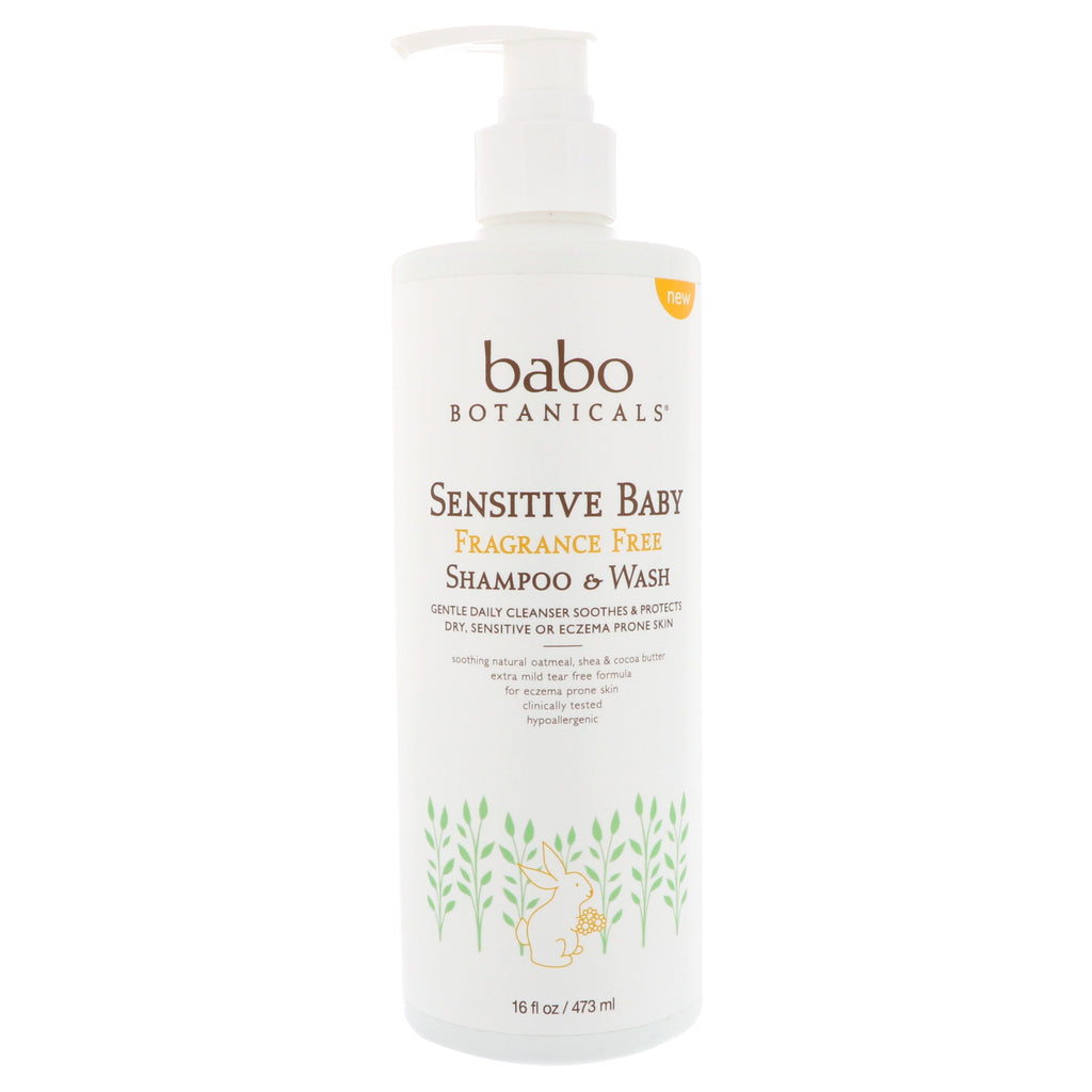 Babo Botanicals, Sensitive Baby, שמפו ושטיפה, ללא ריח, 16 fl oz (473 מ"ל)