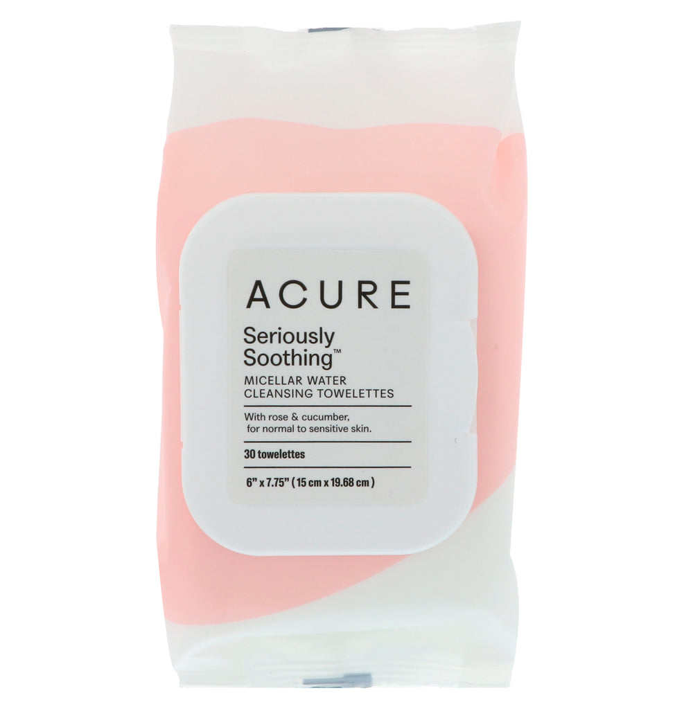 Acure, Seriously Soothing Micellar Water Cleansing Towelettes, 30 Towelettes
