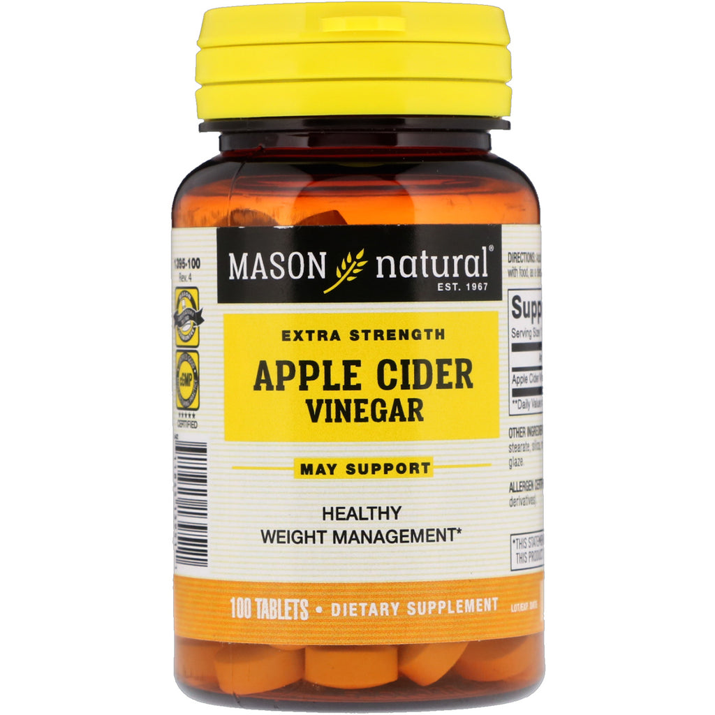 Vinaigre de cidre de pomme Mason naturel extra fort, 100 comprimés