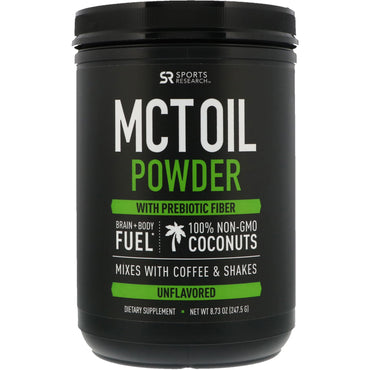 Sports Research, MCT Oil Powder med præbiotisk fiber, uden smag, 8,73 oz (247,5 g)