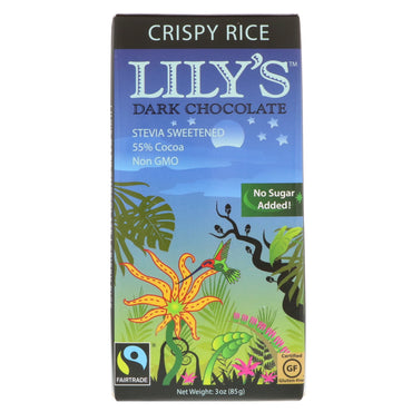 Lily's Sweets, barre de chocolat noir, riz croustillant, 3 oz (85 g)