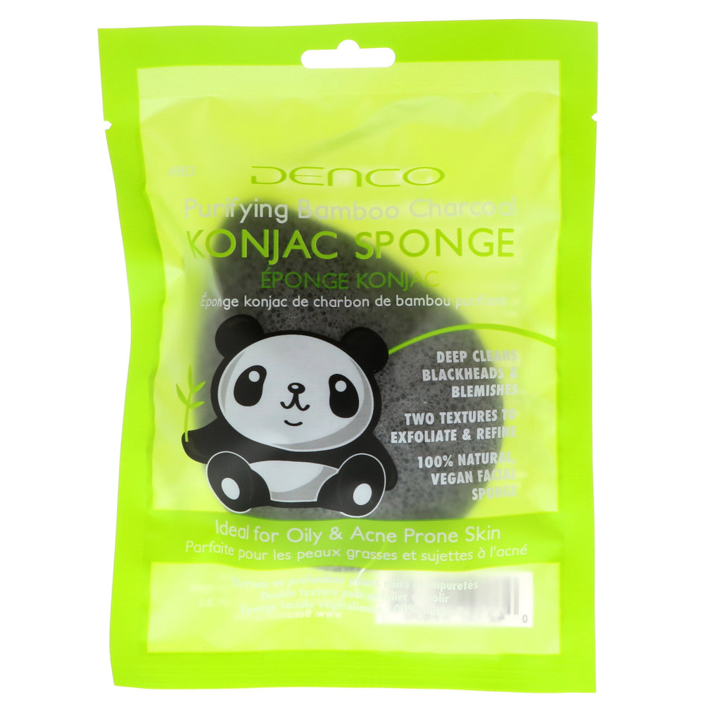 Denco, esponja konjac, carbón de bambú purificante, 1 esponja