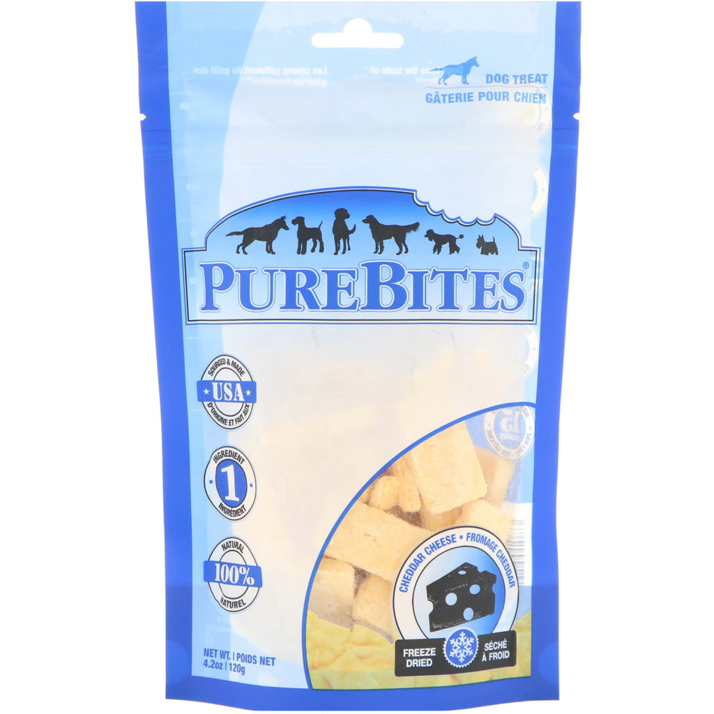 Pure Bites แบบฟรีซดราย ขนมสำหรับสุนัข เชดดาร์ชีส 4.2 ออนซ์ (120 กรัม)