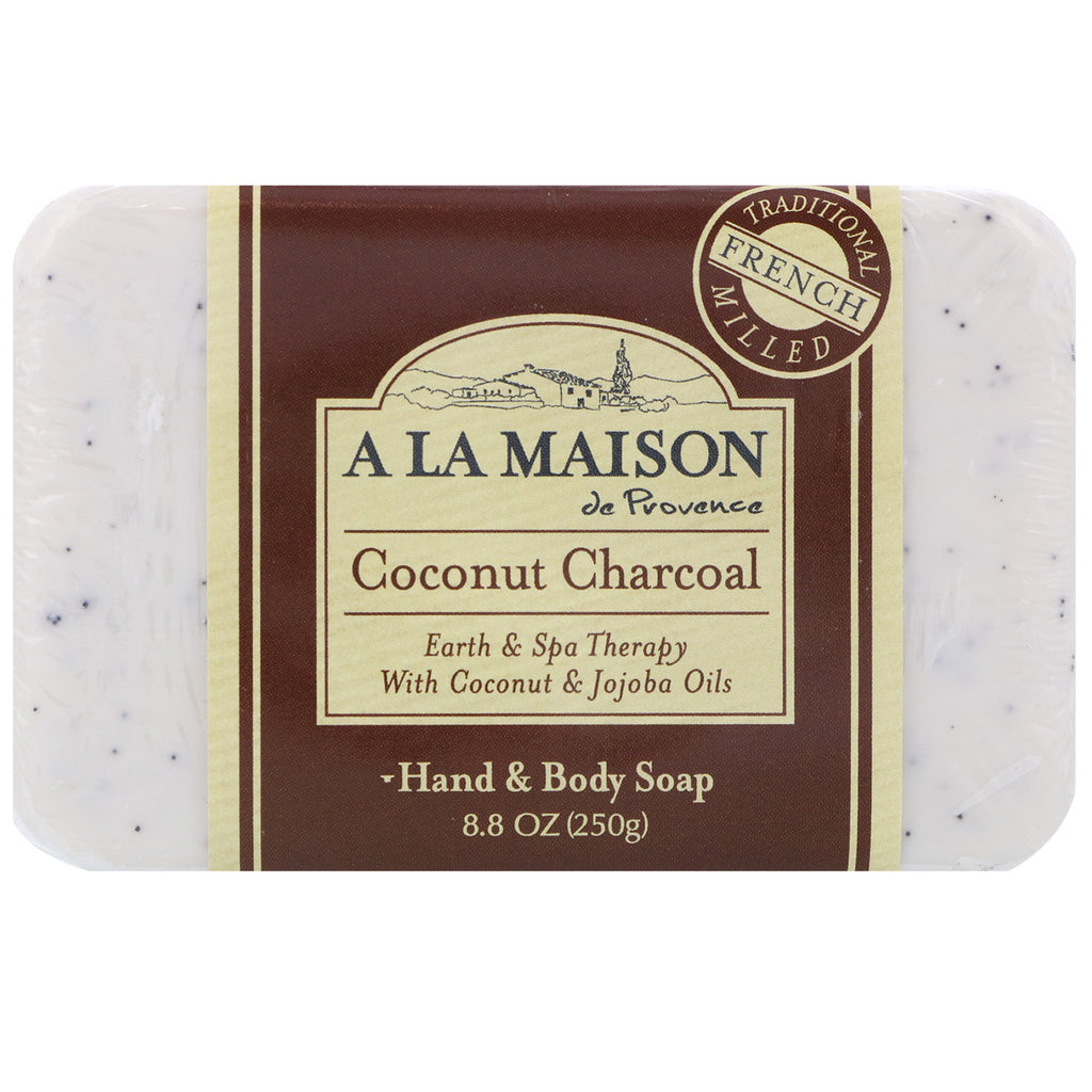 A La Maison de Provence, Jabón en barra para manos y cuerpo, carbón de coco, 8,8 oz (250 g)