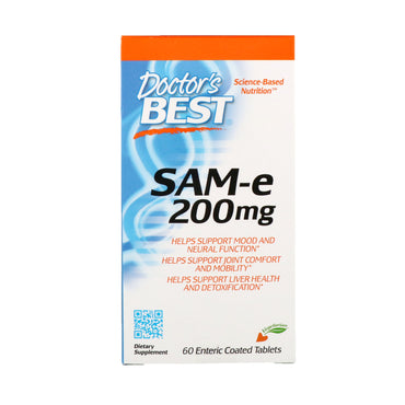 Doctor's Best, SAM-e, 200 mg, 60 enterisk belagte tabletter