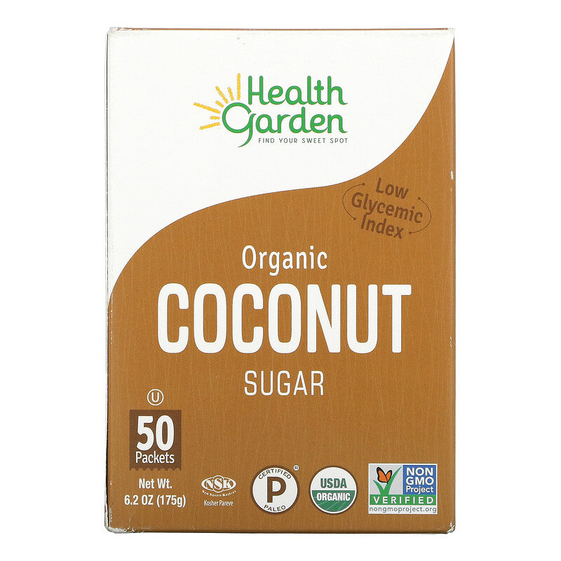 Health Garden, zahăr organic din nucă de cocos, 50 pachete, 6,2 oz (175 g)