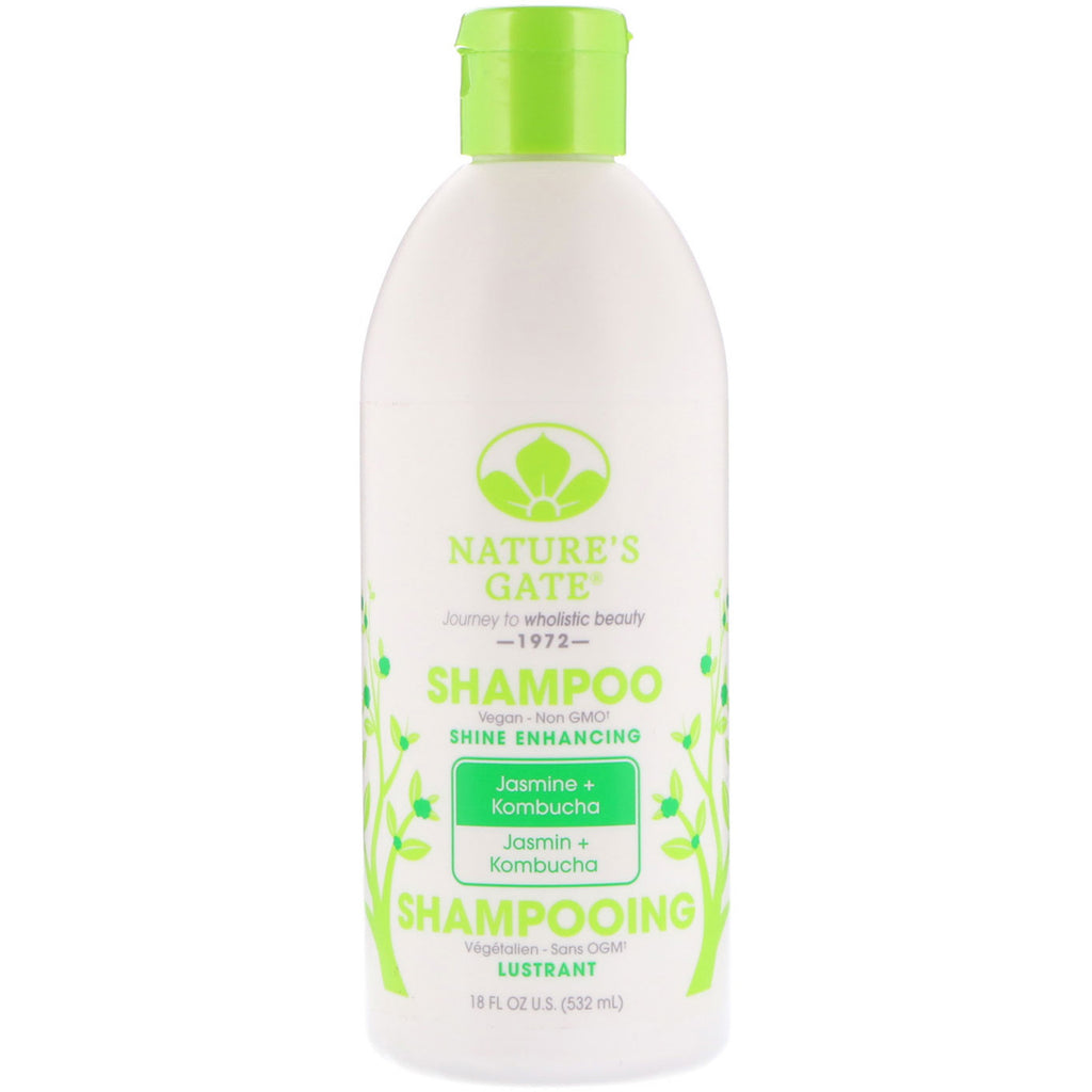 Nature's Gate, șampon, pentru îmbunătățirea strălucirii, iasomie + kombucha, 18 fl oz (532 ml)