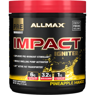 ALLMAX Nutrition, IMPACT Igniter, preentrenamiento, malato de citrulina + beta-alanina + NAC, mango de piña, 328 g (11,6 oz)