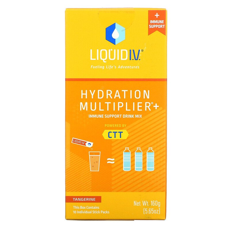 Liquid IV, Hydration Multiplikator + Immun Support Drink Mix, Mandarin, 10 individuelle Stick Packs, 0,56 oz (16 g) hver