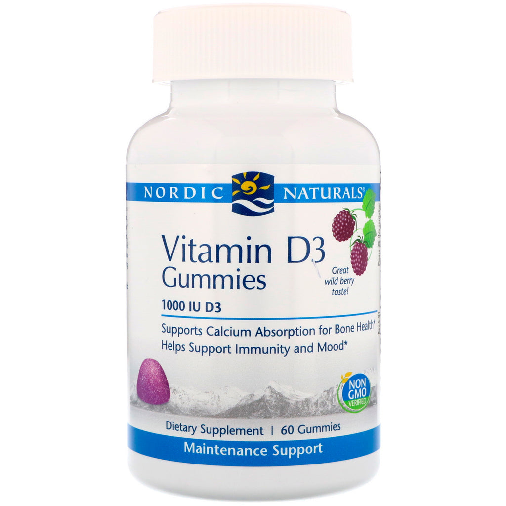 Nordic Naturals, Vitamine D3, Baies sauvages, 1000 UI, 60 gommes