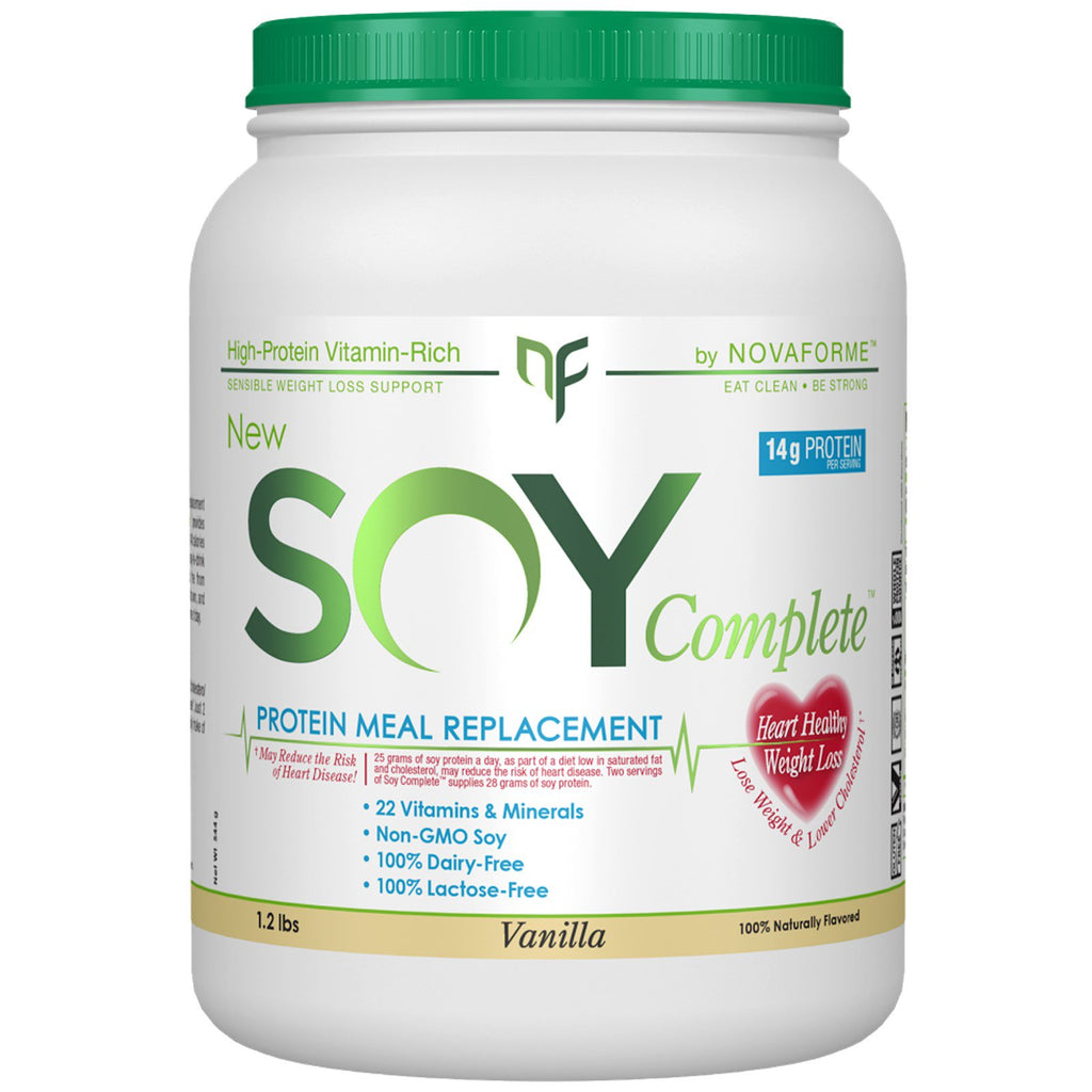 NovaForme, Soja Komplet Protein Vægttab Måltidserstatning, Vanilje, 1,2 lbs