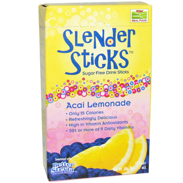 Now Foods, Real Food, Slender Sticks, Acai Lemonade, 12 Sticks, (4 g) Each