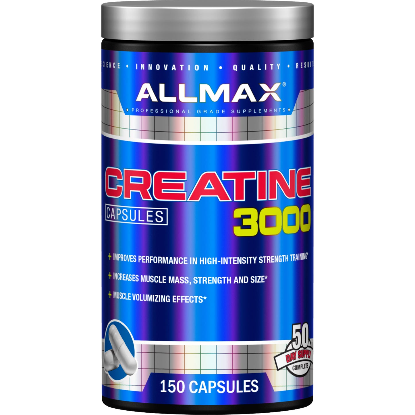 Nutrição Allmax, creatina 3000mg, 150 cápsulas
