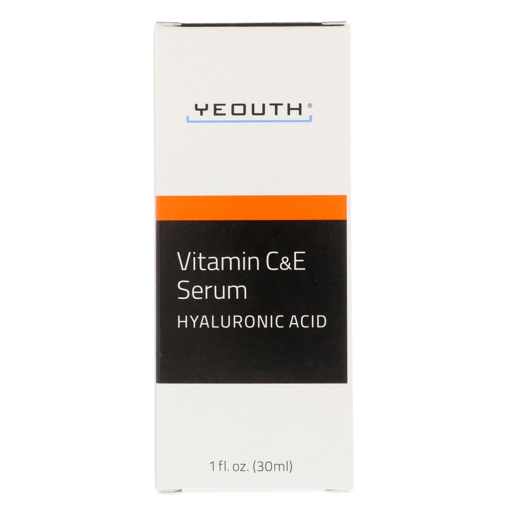 Youth, Vitamin C & E Serum med hyaluronsyre, 1 fl oz (30 ml)