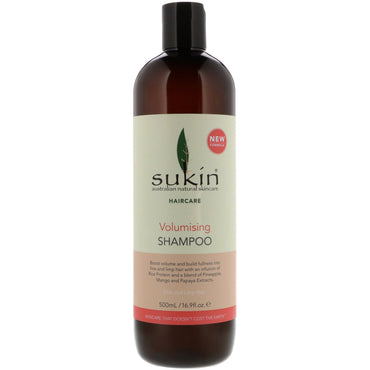 Sukin, șampon pentru volum, păr fin și șchiopăt, 16,9 fl oz (500 ml)