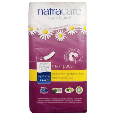 Natracare, Maxi Pads, Night Time, 10 Pads