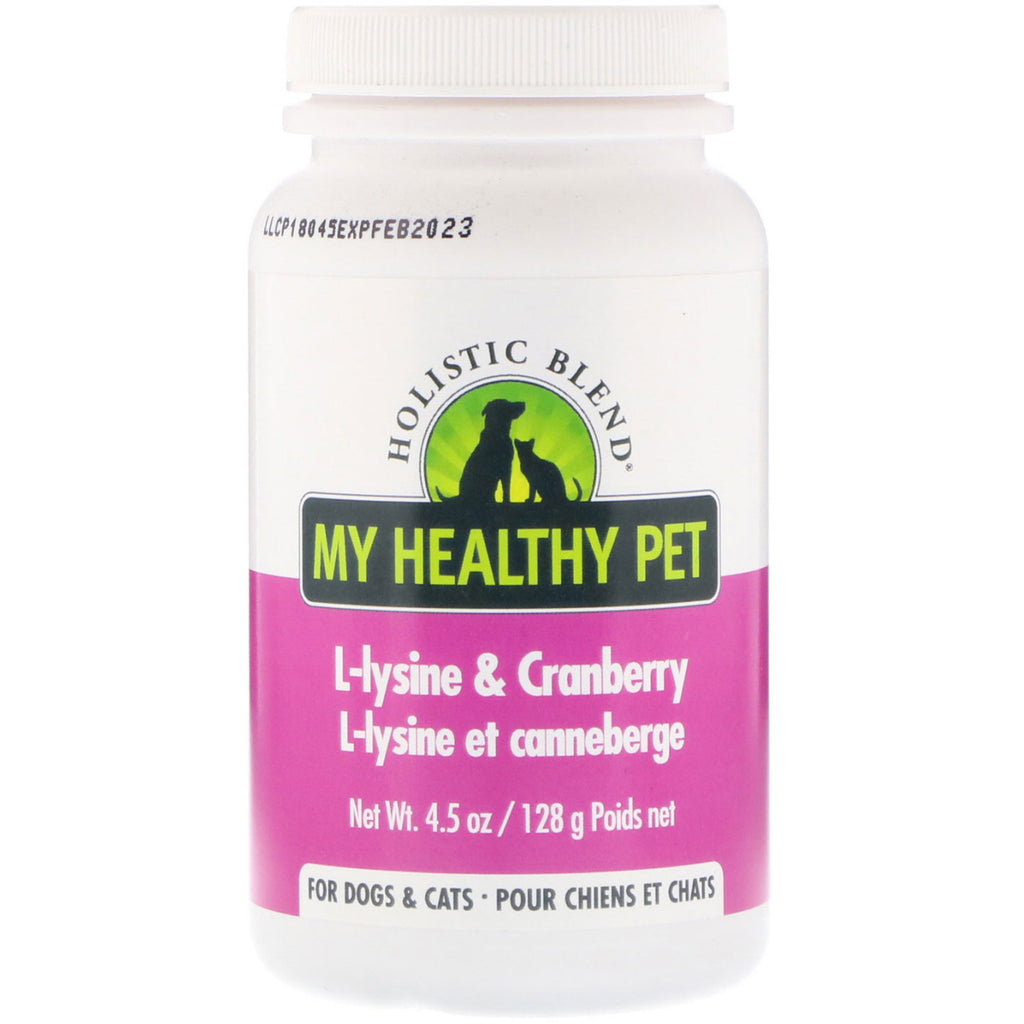 Holistisk blandning, mitt hälsosamma husdjur, L-lysin och tranbär, för hundar och katter, 4,5 oz (128 g)