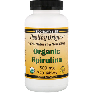 Healthy Origins, Espirulina, 500 mg, 720 tabletas