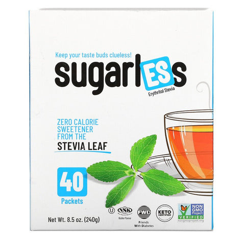 Health Garden, sin azúcar, eritritol stevia, 40 paquetes, 8,5 oz. (240 gramos)
