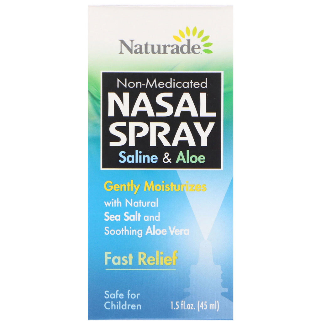 Naturade, Aerosol nasal, solución salina y aloe, 45 ml (1,5 oz. líq.)