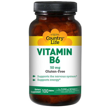 Country Life, Vitamine B6, 50 mg, 100 comprimés