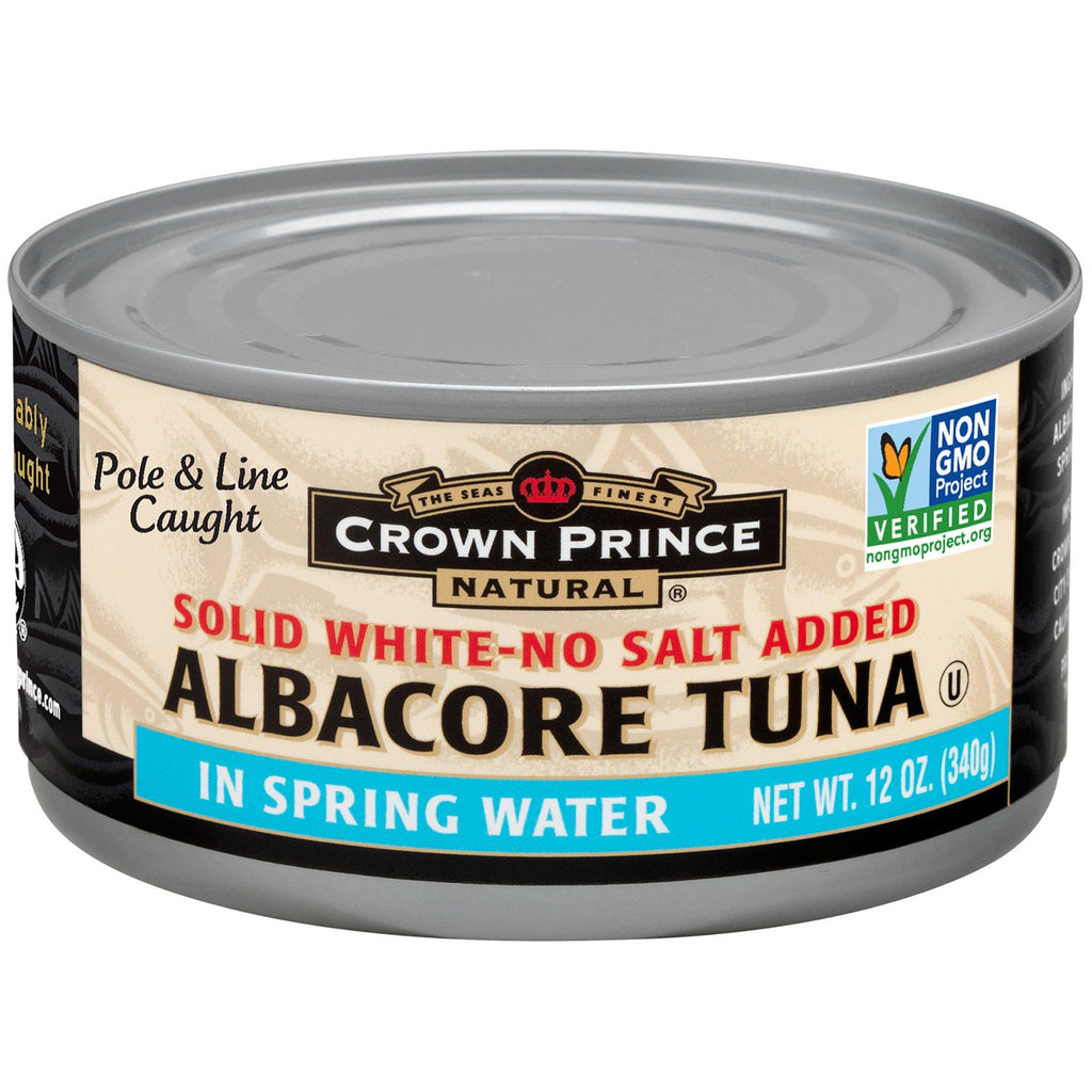 Crown Prince Natural, tonno bianco, bianco solido, senza sale aggiunto, in acqua di sorgente, 12 oz (340 g)