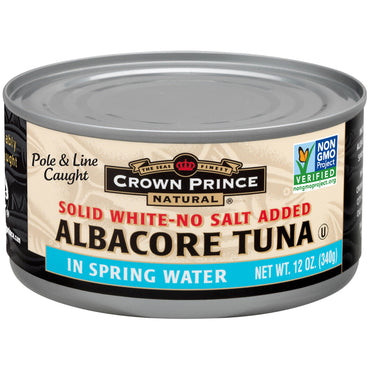 Crown Prince Natural, Albacore Tuna, Solid White-No Salt Added, In Spring Water, 12 oz (340 g)