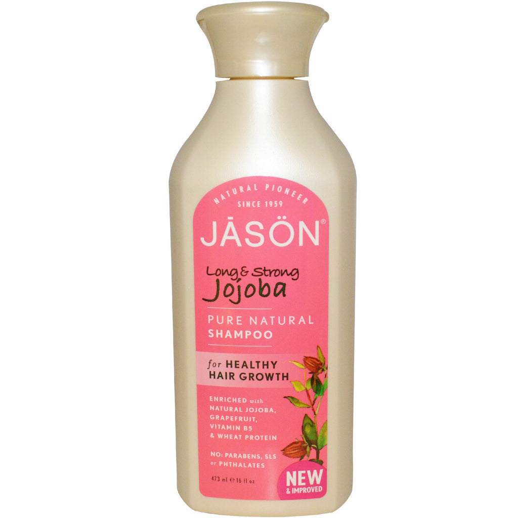 Jason Natural, Shampoo Natural Puro, Jojoba Longa e Forte, 473 ml (16 fl oz)