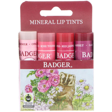 Badger Company Mineral Lip Tints Set 4 Pack 0,15 oz (4,2 g) cada uno