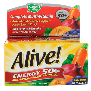 Nature's Way, Alive!, Energy 50+, Multivitamin-Multimineral, For Adults 50+, 60 Tablets